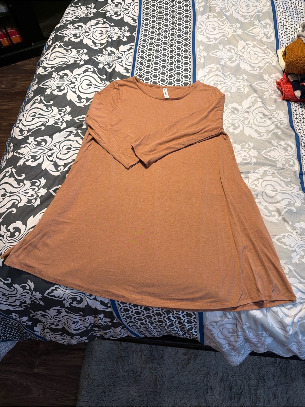 Women's 3/4 Sleeve Swing Tunic in Camel